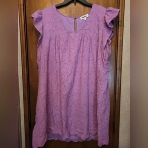 Purple Haptics Women's Eyelet Dress,  Fully Lined,  Size 1XL